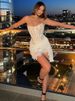 Mozision Lace Strapless Ruched Sexy Mini Dress For Women Fashion Fishbone Off-shoulder Sleeveless Backless Club Party Dress_ecoleips.com
