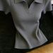 Women's French Style Ice Silk Knit Top Short Sleeved Elegant Slim Fit Flattering Collared New Summer Style_ecoleips.com