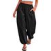 2026 Women Balloon Loose Long Pants, Elastic Waist Wide Leg Pleated Harem Pants Casual Stylish Lantern Trousers_ecoleips.com
