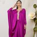 Voya A122 New Women's Model Rose Purple Embroidered Hand-studded Long-sleeve Cape Batwing Shirt_ecoleips.com