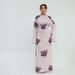 Voya Robe Longue À Fleurs Modeste Musulmane – Manches Longues Évasées A-Line Abaya Femme (Bordeaux/Rose)_ecoleips.com