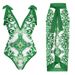 French Retro Printed One-Piece Swimsuit With Tulle Skirt - Sexy Beach Dress For Hot Spring & Vacation (Dark Blue, Light Blue, Purple, Green)_ecoleips.com
