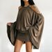 Aria Basics Aria Basics 2026 European And American Hot Girl Style Sexy Off-shoulder Backless Asymmetrical Design Short Dress With Loose Bat_ecoleips.com