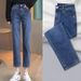 2026 Autumn New High-Waisted Straight-Leg Jeans For Petite Women, Loose Fit, Stretchy, Slimming, Nine-Point Cigarette_ecoleips.com