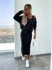 Women's Clothing Fashion Solid Color V Neck Sweatshirt And Dress Slim Waist Set Versatile Styling American Style_ecoleips.com