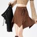 ng2510292 In Stock: Irregular Suede , 2026 Autumn And Winter New Style, High-waisted, Slimming A-line Short Skirt For Petite_ecoleips.com