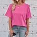 Women's Clothing Summer Loose Casual Cotton Solid Color Round Neck Short Sleeve Raw Edge T Shirt_ecoleips.com
