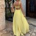Women Casual Sleeveless Solid Wedding Dress Fashion Hight Waist Swing Long Dresses Elegant V Neck Pleated Satin Bridesmaid Dress_ecoleips.com