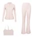 Women’s Flare-Leg Jacket & Y-Back Bra 3-Piece Set – Seamless Gym-to-Street Outfit For Yoga, Running & Lounge_ecoleips.com
