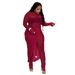 Women's Sexy Mesh & Lace Jumpsuit Skirt Set – Long Sleeve Bodycon Romper With High Slit & Sheer Panels (S-XXL, 3 Colors)_ecoleips.com