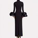Elegant Stand Collar Long Sleeve Party Dress – Slim Fit Formal Gown For Women (Black/Navy/Deep Green/Rose Red, Sizes S-XL, Custom Colors Available)_ecoleips.com