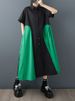 2026 Summer New Patchwork Vintage Shirt Dresses For Woman Short Sleeve Loose Casual Midi Femme Dress Fashion Elegant Clothing_ecoleips.com