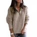 Women’s Chunky Knit Zipper Sweater – Winter-Ready Acrylic-Blend Pullover (S-5XL, Khaki/Red/Black/Light Gray/Dark Gray/Bluish)_ecoleips.com