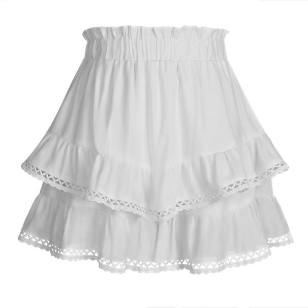 K Women's Lace Elastic Short Skirt Pants With Pleats And Layered Ruffles_ecoleips.com