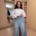 Washed Vintage Beaded Loose Straight Leg Jeans High Waisted Denim Trousers For Women_ecoleips.com