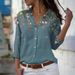 Women's Clothing Women's Fashion Printed Top Casual Long Sleeve Loose Button Down Shirt For Formal & Casual For Women_ecoleips.com