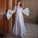 Hand-Sewn Diamond Embellished Evening Dress - Purple Fantasy Trumpet Sleeve Maxi Gown_ecoleips.com