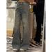 Retro Heavyweight Denim Jeans Rhinestone Patchwork For Women Sparkly Floor-Length Pants Stylish Girls Summer Fashion_ecoleips.com