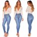Women's Clothing High Waist Hip Lift Slim Fit Button New Elastic Tights Jeans _ecoleips.com
