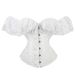 White Fishbone Shapewear Lace Court Girdle Waistcoat_ecoleips.com