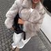 Faux Fur Coat Women's Short Blazer V-Neck Winter Jacket Fashionable Vegan Fur Outerwear With Pockets_ecoleips.com