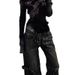 Y2k Dark American Retro Jeans With Deconstruction Design, Street Hip Hop Wide Leg Pants, Loose Trousers_ecoleips.com