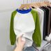 American Style Cotton Winter Silver Fox Fleece Hoodless Sweatshirt For Women Autumn Long Sleeve Color Block Top Spring_ecoleips.com
