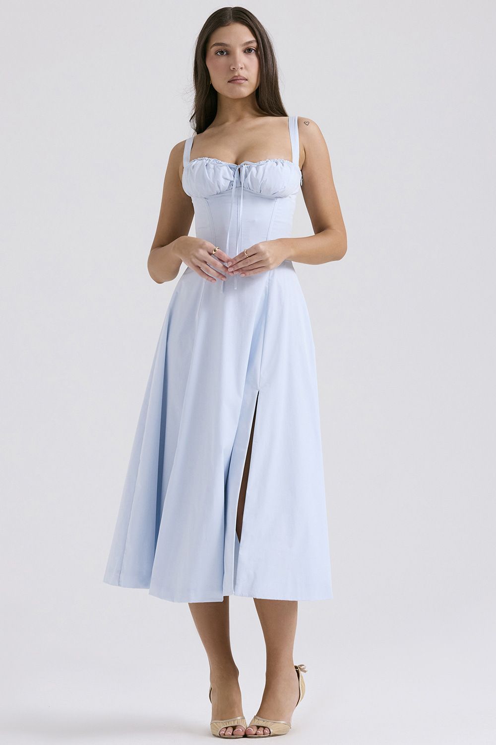 Women's Clothing Sexy Backless Slim Fit Strap Dress Floral Print Split Mid Length Holiday Style Polyester Fabric High Waist A-Line Skirt_ecoleips.com