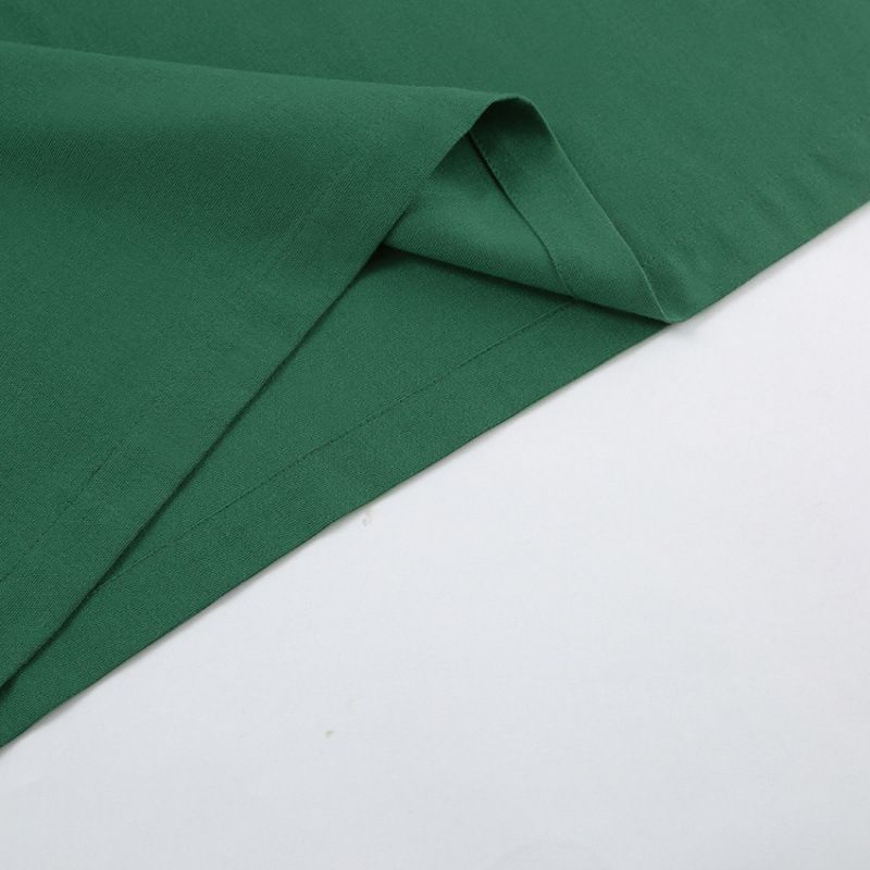 Summer Long Dress For Women With Green Cotton-Linen Loose-Fitting Skirt And Split-Backed Braided Straps_ecoleips.com