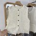 Women's French Style Sweet Lace Openwork Sleeveless Vest Summer New Single Breasted Loose Fitting Elegant Cardigan Top_ecoleips.com