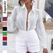 DiYun European And American Casual Vacation Fashion Hollow Long Sleeve Cardigan Shirt Women's Clothing 2025_ecoleips.com