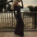 European Summer Sexy Off-Shoulder Bodycon Dress with Sheer Panels Mesh Dot Dress Black Sizes S to XXL Women's Clothing_ecoleips.com