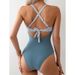 Women's Clothing One Piece Swimsuit Fashion Striped One Piece Swimsuit_ecoleips.com