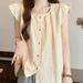 K Embroidered Lace Small Fly Sleeve Shirt With Women's Design Sense, Youthful And Stylish Doll Shirt Top_ecoleips.com