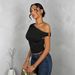 Women's Clothing Summer New Versatile Decorative Small Vest Pleated Single Shoulder Strap Short Female Sexy Hot Girl_ecoleips.com