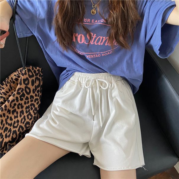 Hong Kong Style High Waisted Five Point Pants for Women Summer plus Size Loose Casual Wide Leg Slimming Straight Leg_ecoleips.com