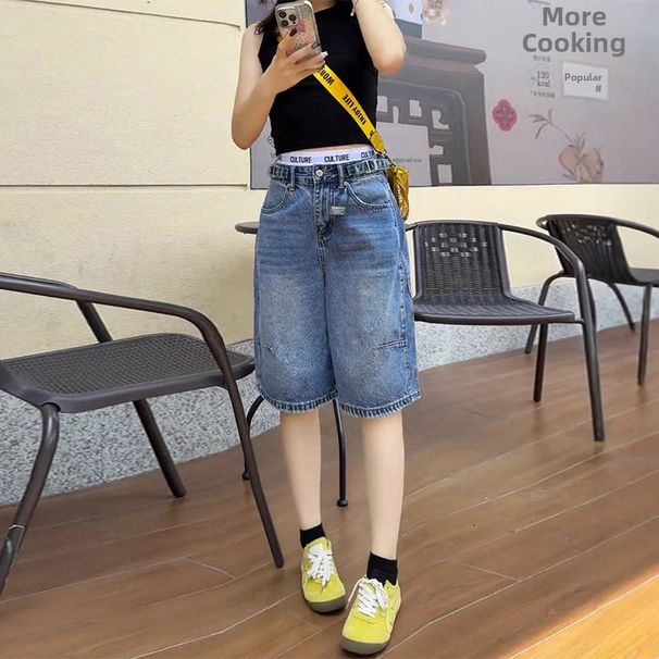 High Waisted Cropped Jeans Women's plus Size Stylish Design Loose Fit Slimming Straight Leg Wide Leg mid Length New Summer 2026 Style_ecoleips.com