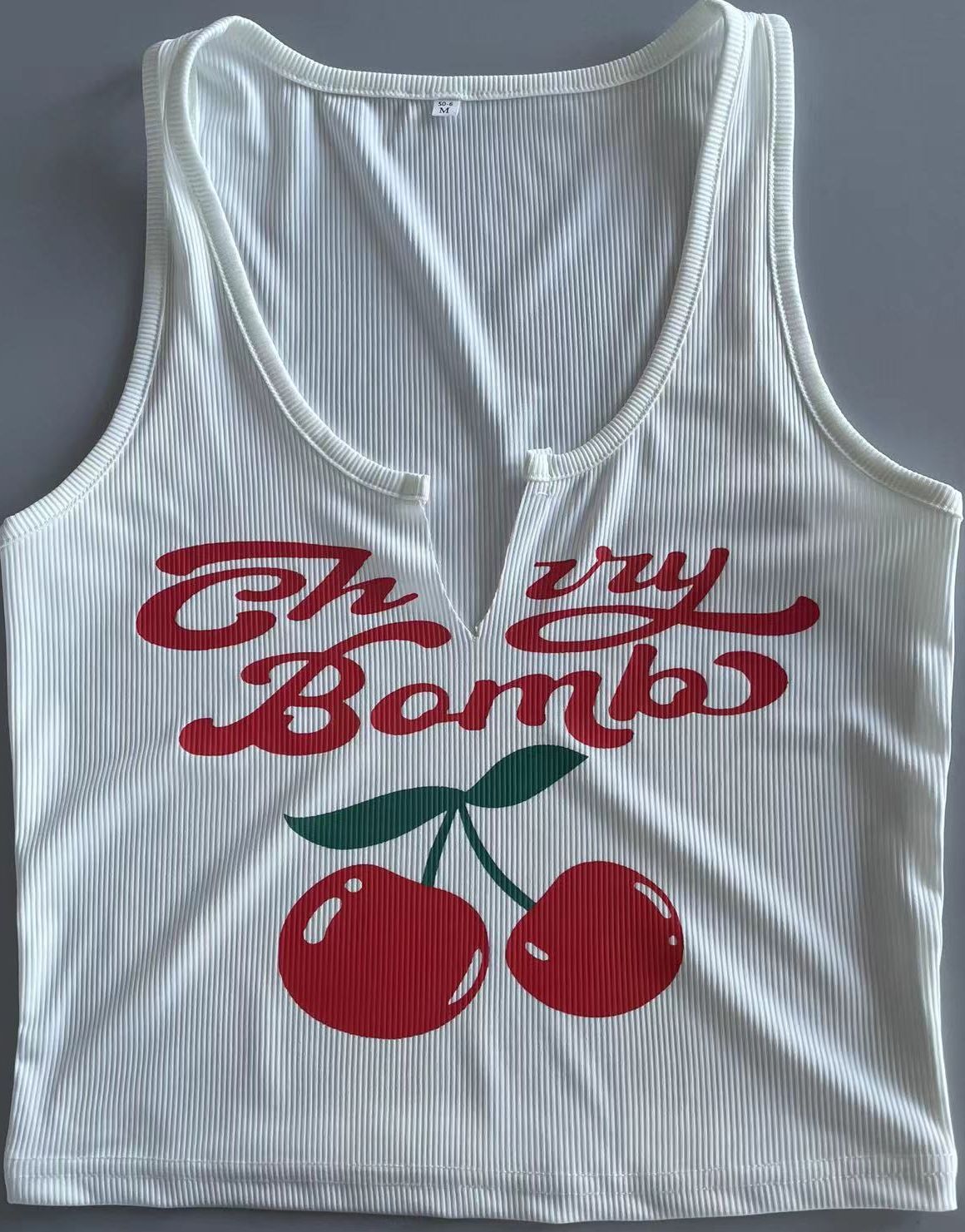 Women's Clothing Fashion Sexy Letter Print U Neck Vest Top_ecoleips.com