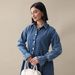 Voya Women's Oversized Dress - Cotton Denim Maxi Dress With Puff Sleeves & Button Front - Vintage French Chic, Casual Resort Wear For Spring Summer_ecoleips.com