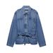 Women's Belted Denim Jacket – Stylish Long Sleeve Coat For Casual & Office Wear (XS/S/M/L, Blue)_ecoleips.com