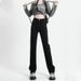 Black Slim-fit Straight-leg Jeans Women, 2025 New Autumn High-waisted Slimming Wide-leg Cigarette Pants For Pear-shaped_ecoleips.com