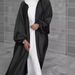 Verve 2025 New Muslim Women's Satin Puff Sleeve Robe Dubai Elegant Cardigan_ecoleips.com