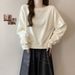 European American Style Solid Color Short Hoodless Sweatshirt Women, Thin Loose, Korean Version, Round Neck Pullover Top_ecoleips.com