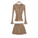 AP23249-23 Autumn New European And American Style Elastic Ribbed V-neck Long-sleeve Knit Cardigan Pleated Skirt Set_ecoleips.com