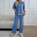 Women's Clothing Spring And Summer Foreign Trade Temperament Casual Short Sleeved Knitted Trousers Suit_ecoleips.com