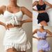 Women’s 3-Piece High-Waist Bikini Set – Modest Coverage & Push-Up Padding | Polyester/Spandex Swimwear (Black/White/Purple/Pink, S-XL)_ecoleips.com