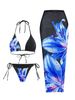 New foreign trade cross border European and American style sexy printed three piece swimsuit charm lily fixed version printed model_ecoleips.com