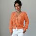 Women's Pink 3D Bow Cable Knit Cardigan, Long Sleeve V Neck Button Down Open Front Sweater, Casual Soft Cropped Knitwear For Daily Wear Streetwear Dat_ecoleips.com