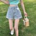 Women's Clothing Niche Design Cuffed Denim Shorts For Women Summer High Waist Loose Slimming Small All Match Wide Leg Hot Pants_ecoleips.com
