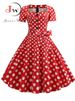 Women Vintage Dress Summer 50s 60s Retro Swing Rockabilly Vestidos Elegant Black Polka Dot Office Party Dress_ecoleips.com
